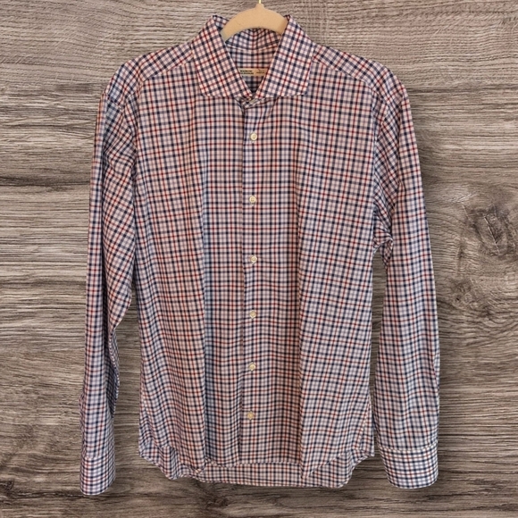 maurizio baldassari Other - Maurizio Baldassari Navy, Red & White Plaid Cotton Sport Shirt